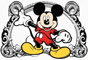 mickey mouse fighting tattoo idea