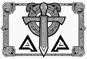 Valhalla sword shield axe Valknut tattoo idea