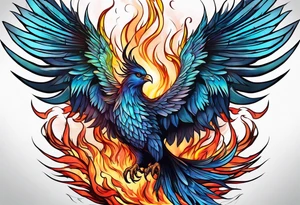 Phoenix rising out of fire. Rebirth. tattoo idea