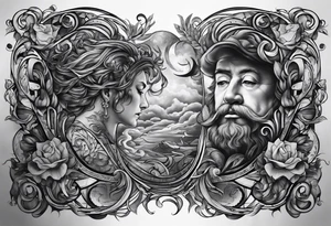A tatto covering the arm from hand to shoulder based on Gustav Mahler's 5th symphony. tattoo idea