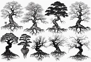 a bare tree with wide roots tattoo idea