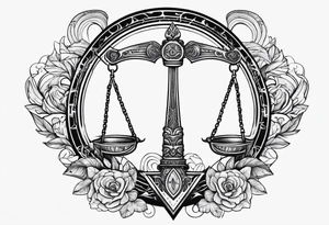 Sword with Libra scales, kinda cybersigilism, kinda earthy tattoo idea