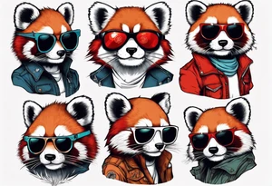 Rebel red pandas wearing aviator sunglasses tattoo idea