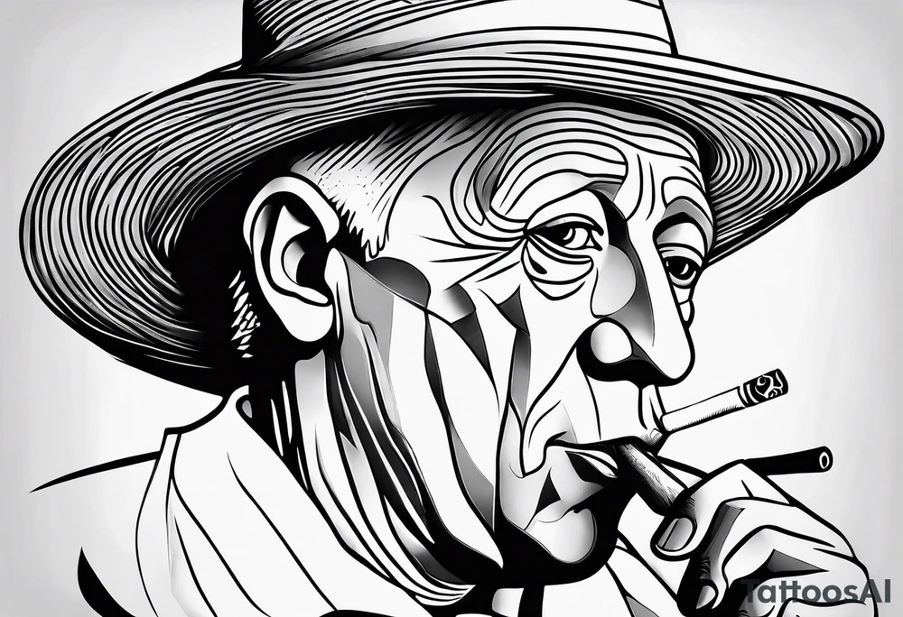 Pablo Picasso smoking cigarette tattoo idea