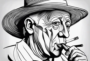 Pablo Picasso smoking cigarette tattoo idea