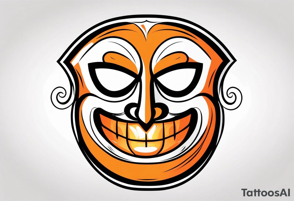 Laughing mask that is orange and black simplistic tattoo idea