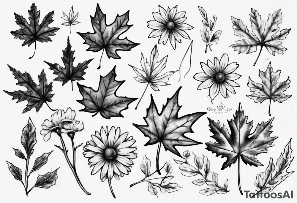For sale matching maple leaf and daisy tattoo idea