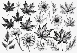 For sale matching maple leaf and daisy tattoo idea