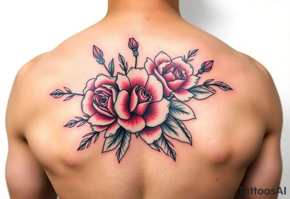 Rose and Chrysanthemum bouquet tattoo tattoo idea