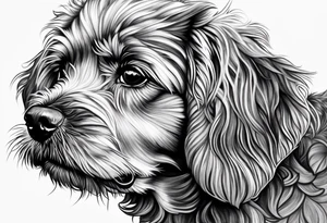 Brown blonde cockapoo staring into my eyes tattoo idea