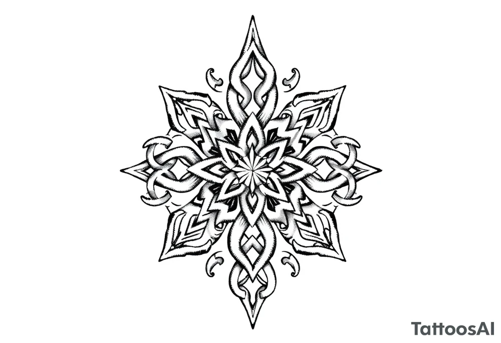 Celtic star fancy knotwork detailed filigree tattoo idea