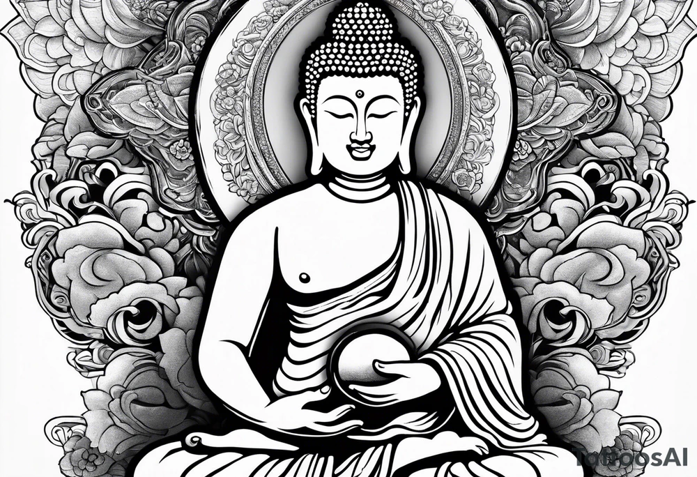 Buddha carrying Buddha baby tattoo idea