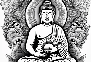 Buddha carrying Buddha baby tattoo idea