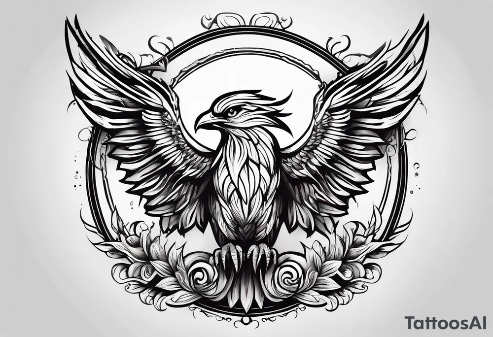 phoenix  minimaliste. trait de crayon. tattoo idea