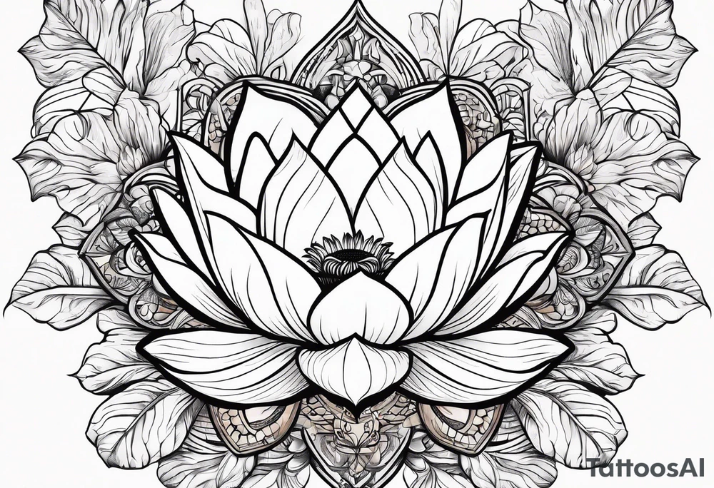 , earthy, lotus flower, palms, children’s names tattoo idea