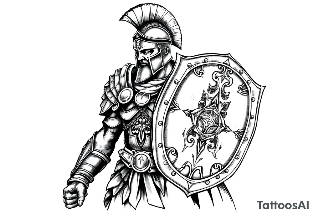 Armored Roman Soldier with shield tattoo idea