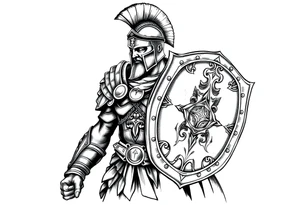 Armored Roman Soldier with shield tattoo idea