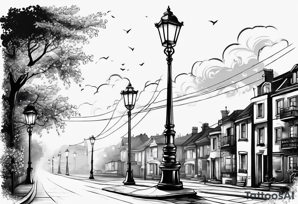 Street lamp whole thing no background tattoo idea