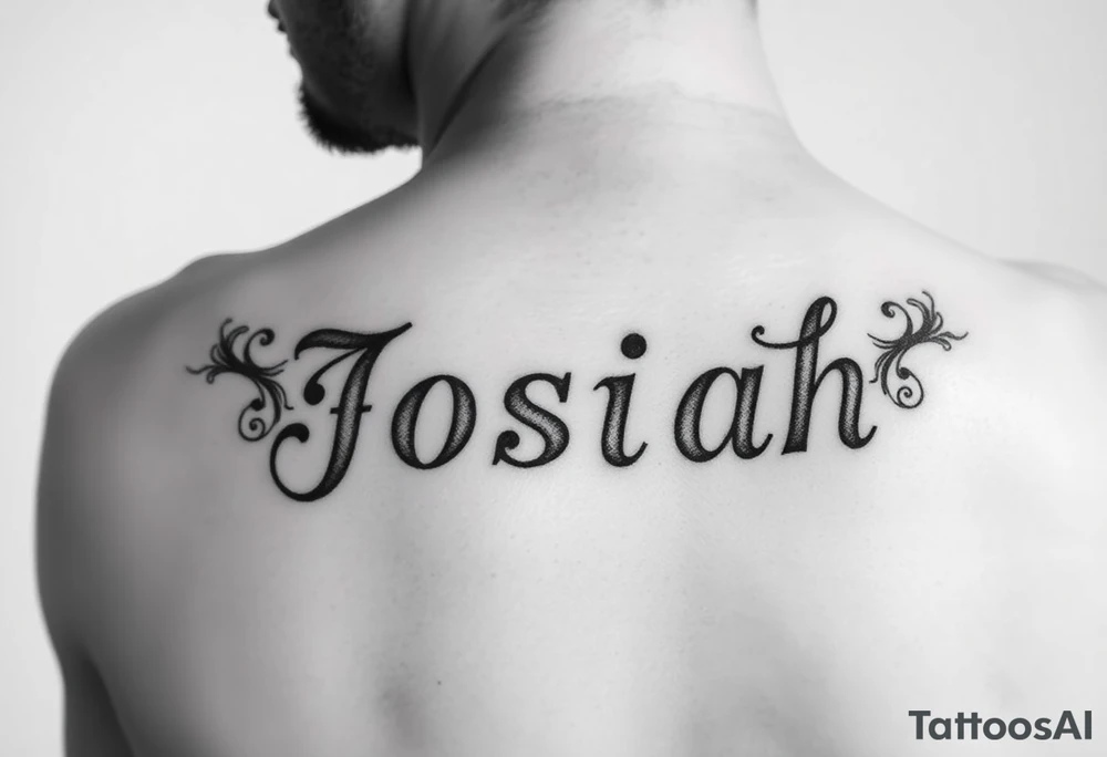 A baby memorial tattoo with the name Josiah tattoo idea