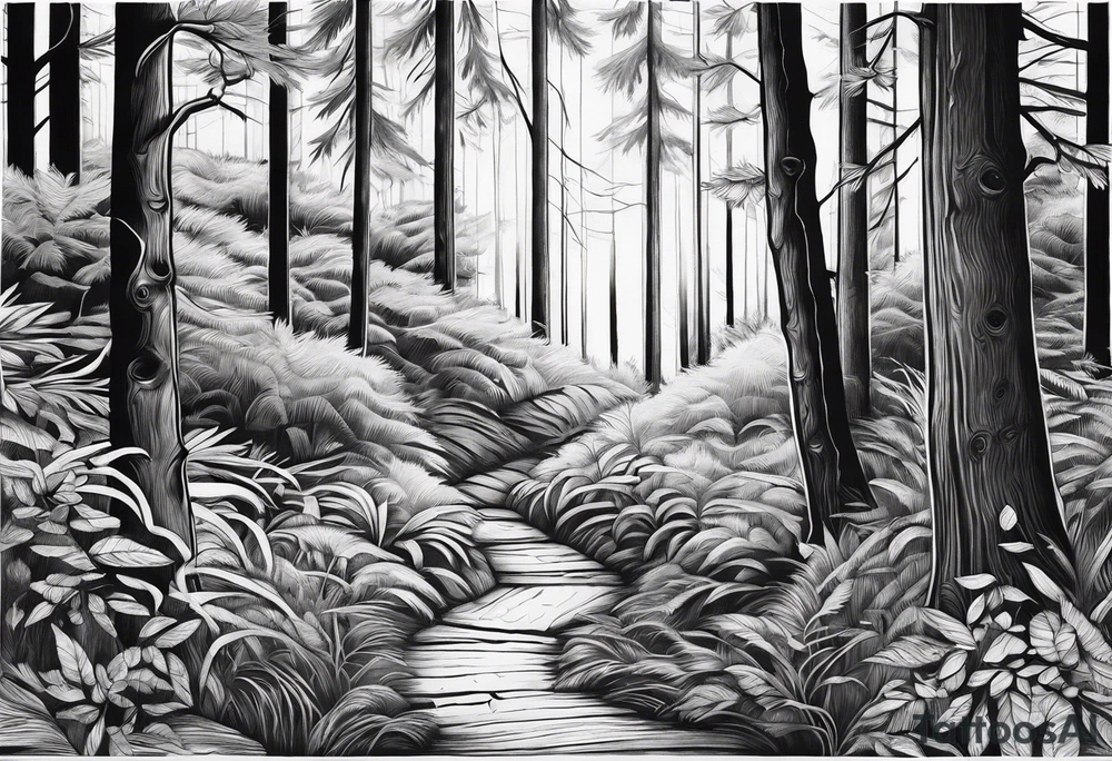 Woods inside a black band tattoo idea
