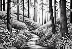 Woods inside a black band tattoo idea