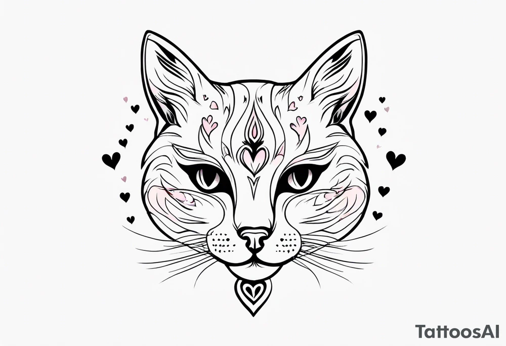 Cat with hearts on fur tattoo idea