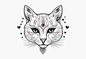 Cat with hearts on fur tattoo idea