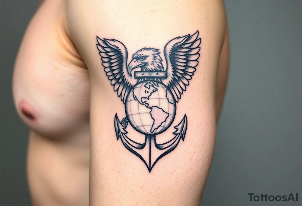 Combat marine veteran eagle globe and anchor tattoo idea