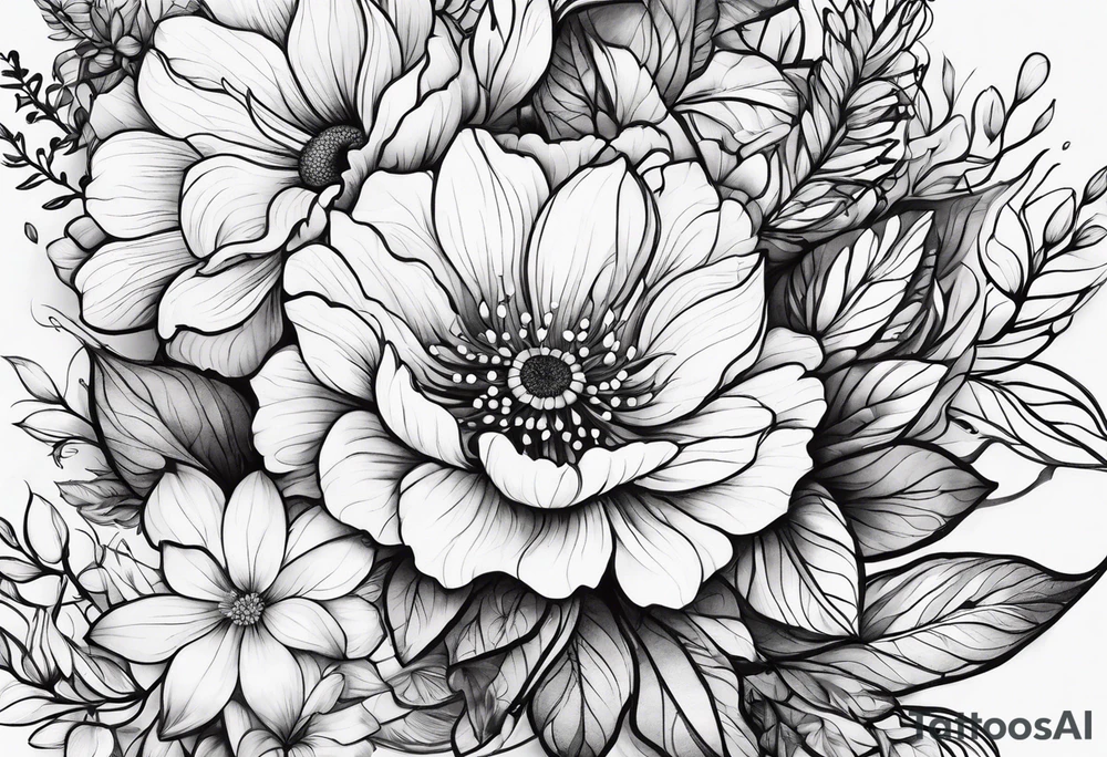 create delicate sketch of a floral tattoo tattoo idea