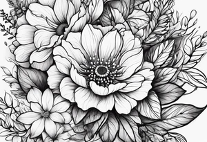 create delicate sketch of a floral tattoo tattoo idea