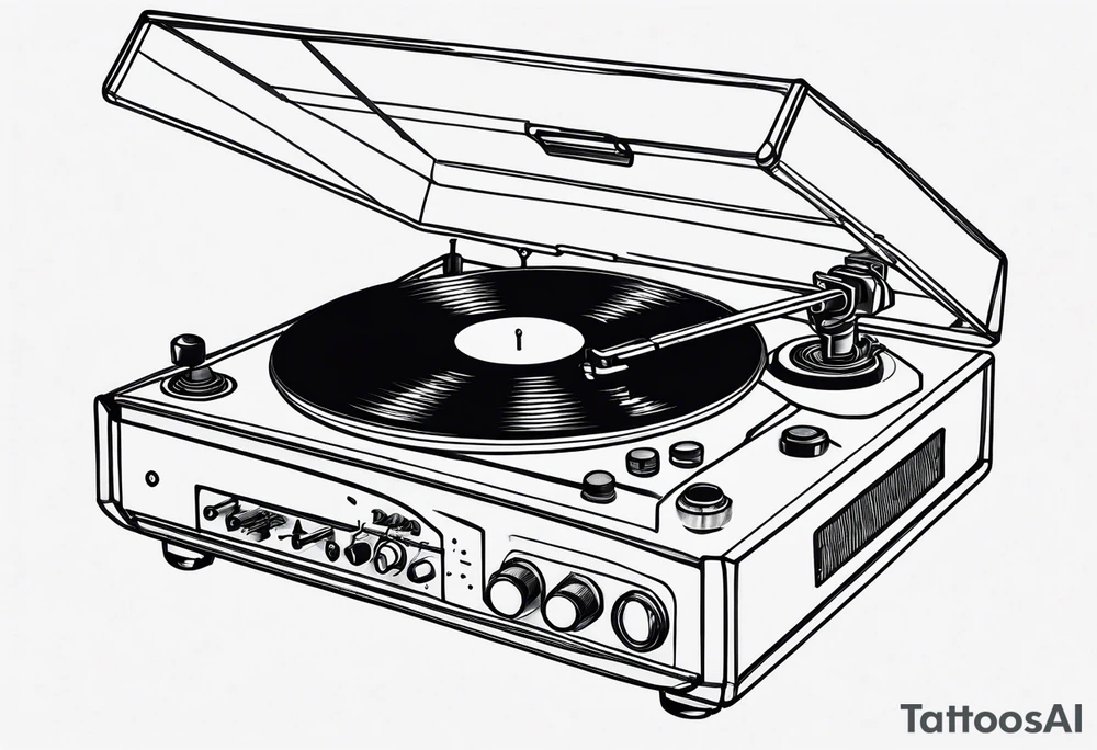 A recordplayer fineline minimalistic tattoo idea