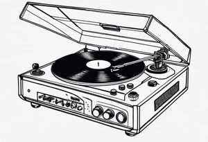 A recordplayer fineline minimalistic tattoo idea