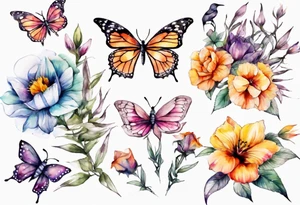 flowers, butterflies, birds, sunshine tattoo idea