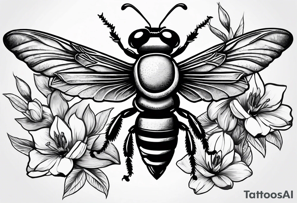 bee in the center, alligator on the side, magnolias incorporated around with a pelican on top tattoo idea