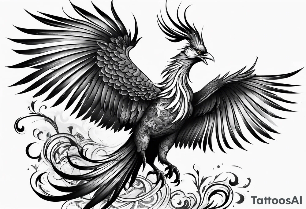 Asian phoenix with a long neck tattoo idea