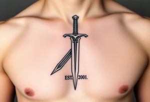 Russian sword with EST. 2001 below it tattoo idea