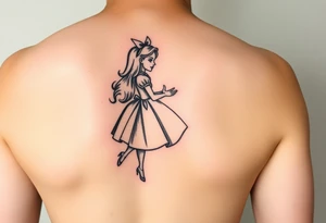 alice in wonderland not super detailed on leg tattoo idea