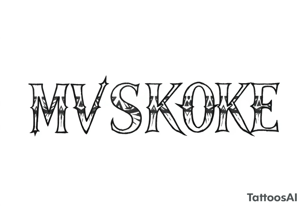 The word “MVSKOKE” shaded with Native American print tattoo idea The word “MVSKOKE” shaded with Native American print tattoo idea