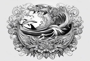 delfin emanando de una ola del mar tattoo idea