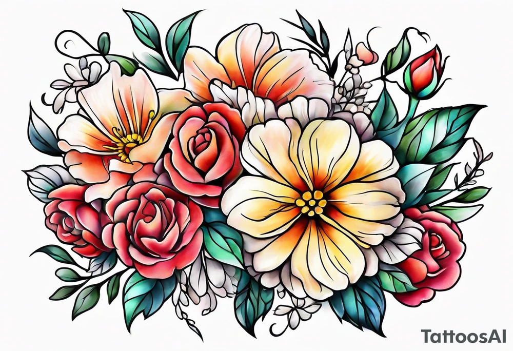 In memory of mom with flowers tattoo idea