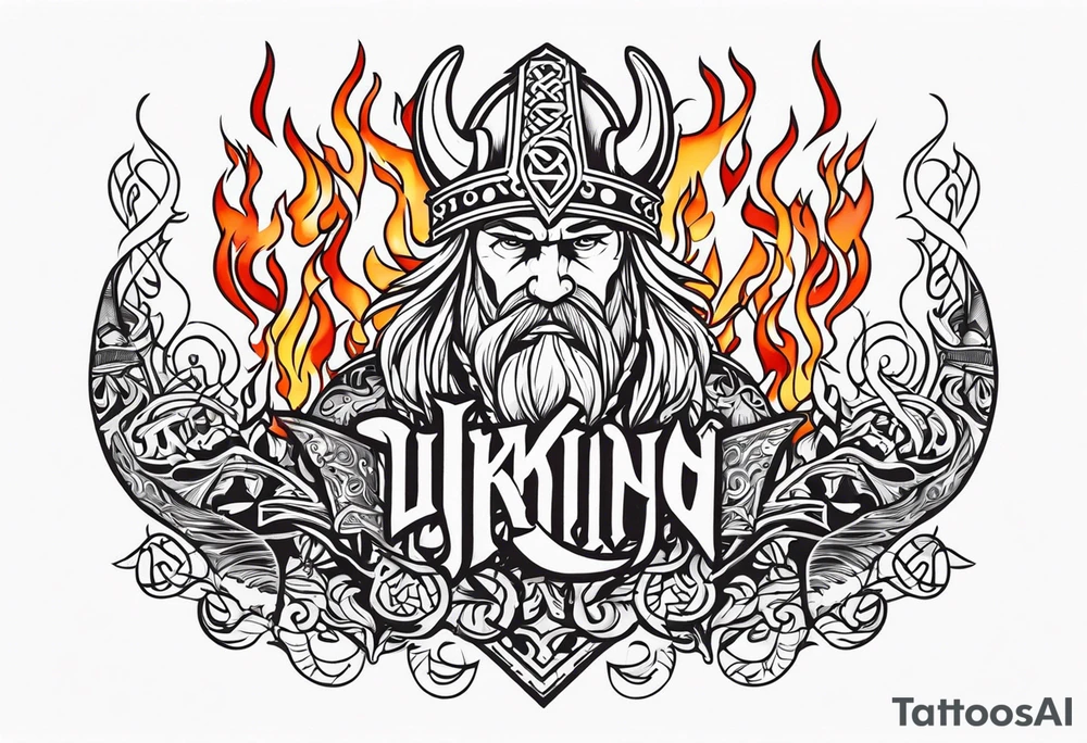 Viking funeral on fire tattoo idea