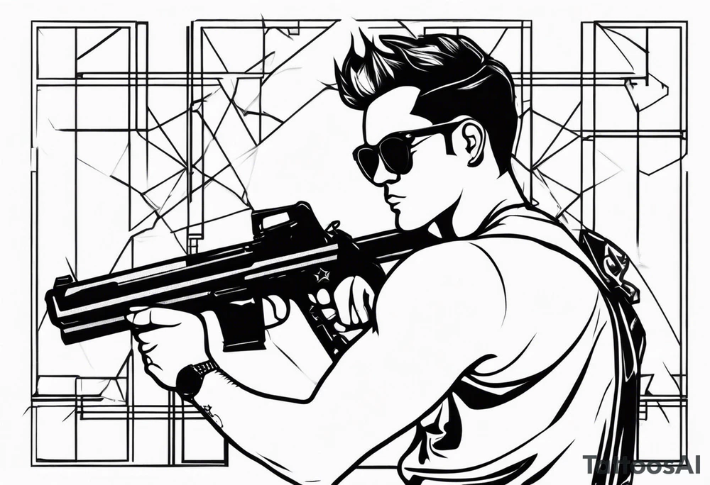 capricorn man with sunglasses and gun tattoo idea