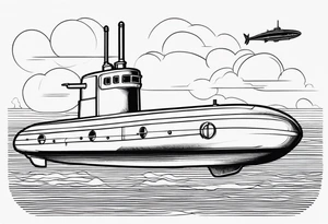 modern submarine surfacing tattoo idea