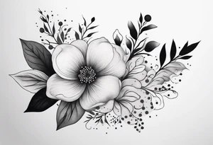 Design a minimalist tattoo featuring a combination of small flowers and leaves, arranged in a graceful, flowing pattern tattoo idea