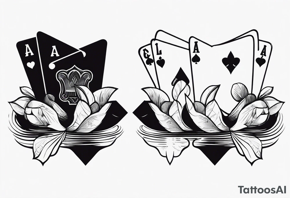 Vinyl lp with a Hand of cards inside tattoo idea
