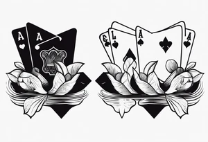 Vinyl lp with a Hand of cards inside tattoo idea