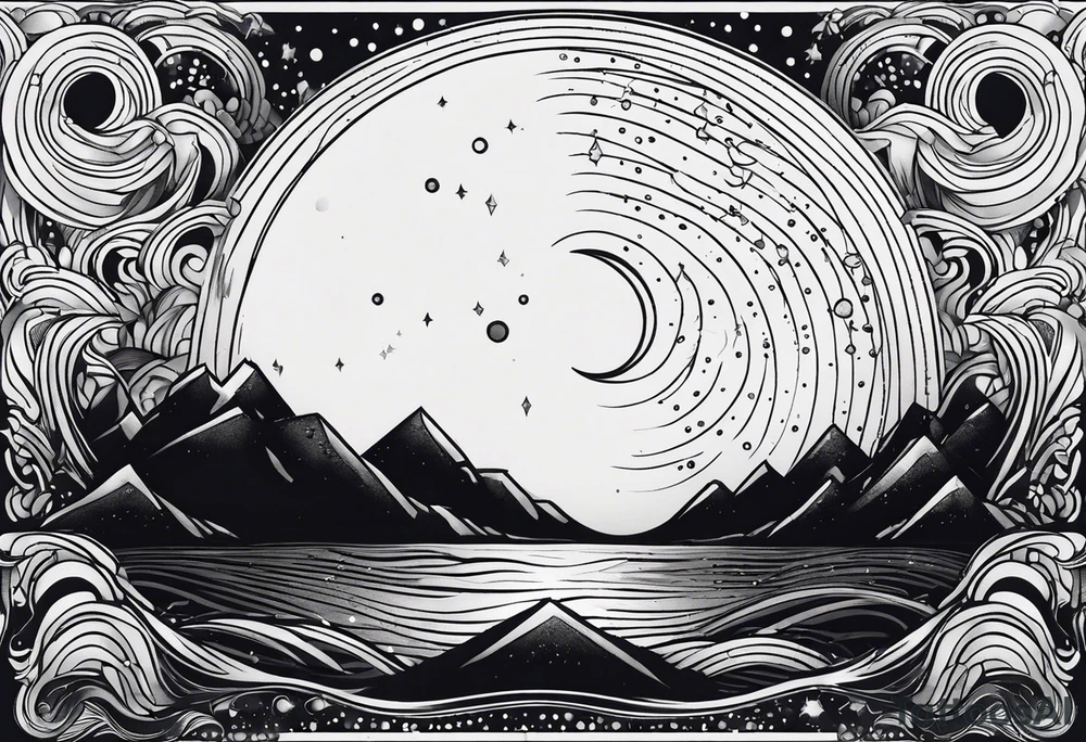 Moon and rain tattoo idea