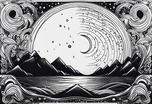 Moon and rain tattoo idea