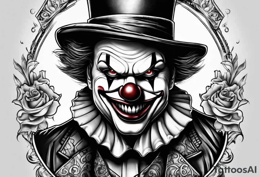 Evil clown gangster tattoo idea