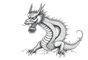chinese dragon from the front,landscape. tattoo idea